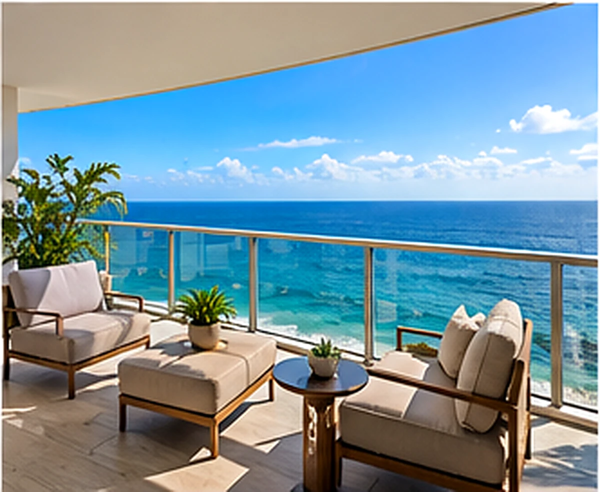 Balcony lounge seating overlooking the Atlantic, South Florida